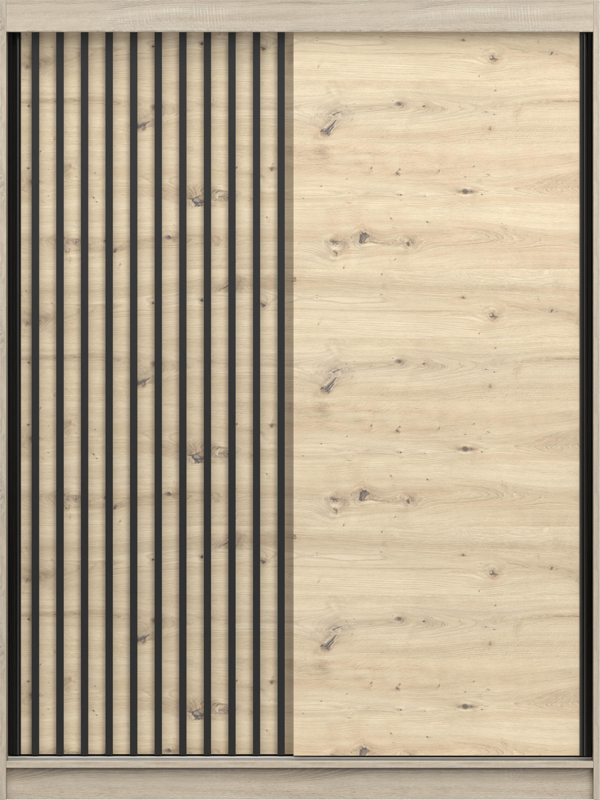 SCHIEBETÜRENSCHRANK - Beni 10 Sonoma + Artisan - Weiß/Sonoma Eiche, Holzwerkstoff/Metall (150/200/61cm) - Möblo