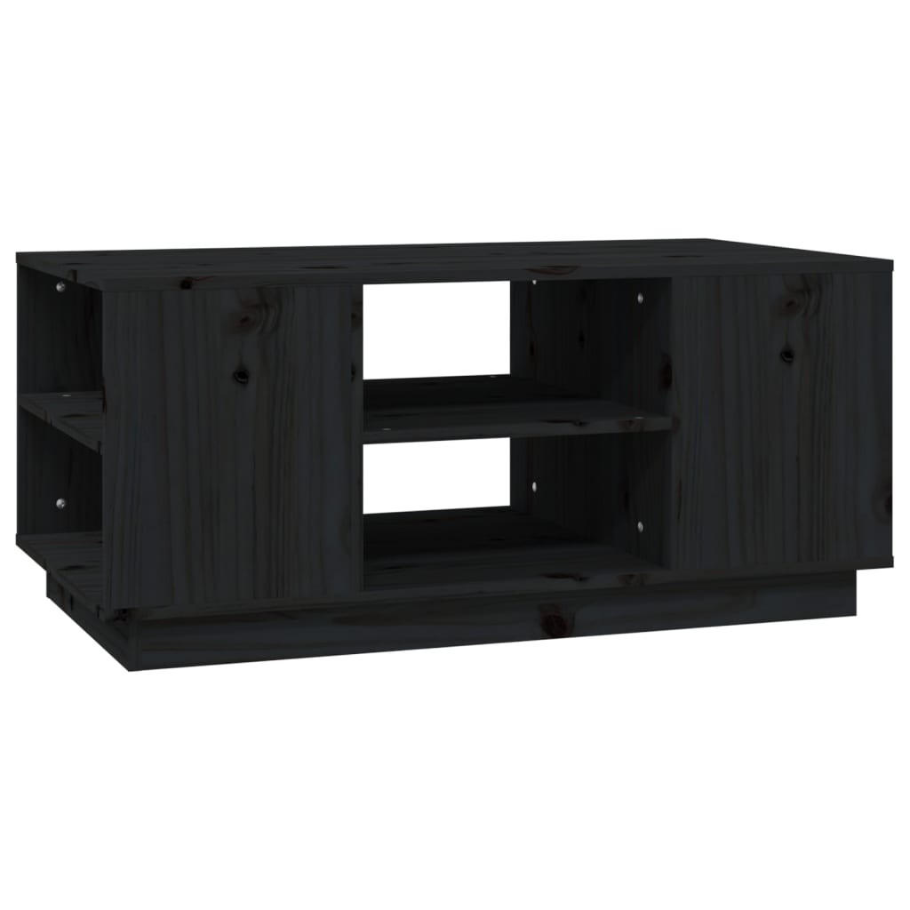 COUCHTISCH Schwarz 90x49x40,5 cm Massivholz Kiefer - Schwarz, Holz (90/49/40.5cm) - furnicato