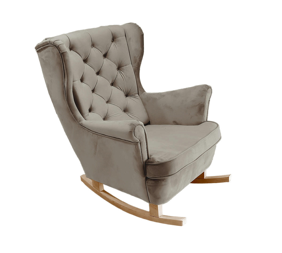 SCHAUKELSESSEL mit gepolstertem Sitz und Armlehnen, 102x81x95 cm, Grau_29843 - Buchefarben/Grau, Holz/Textil (81/102/95cm) - DomoHome
