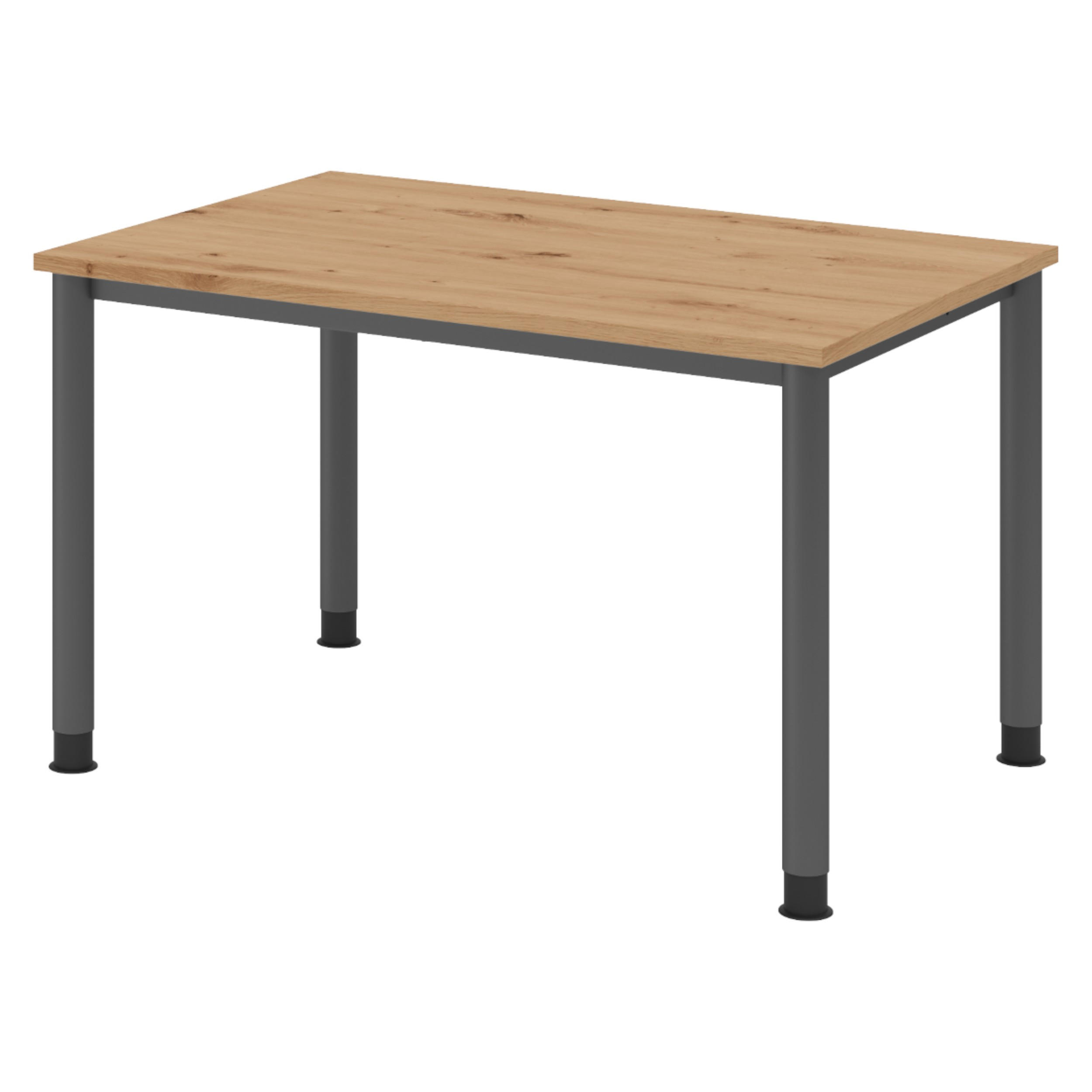 SCHREIBTISCH Serie-H Gestell: Graphit 80/120/74 cm in Wildeiche - Wildeiche, Holzwerkstoff (80/120/74cm) - bümö