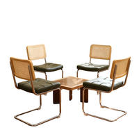 SCHWINGSTUHL DE-36912 4er-Set mit Kunstlederbezug und Rattan-Rückenlehne Grün - Grün, Metall (46.4/84.6/53cm) - ComfortXL