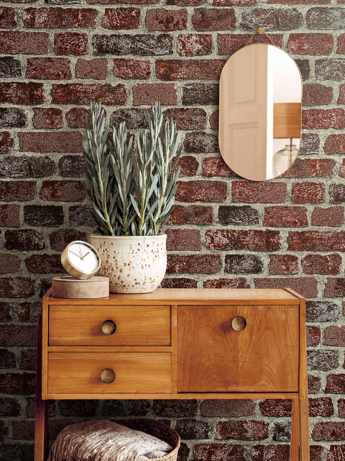 VLIESTAPETE Steinoptik Tapete rot - Rot, Papier (53/1005cm) - marburg