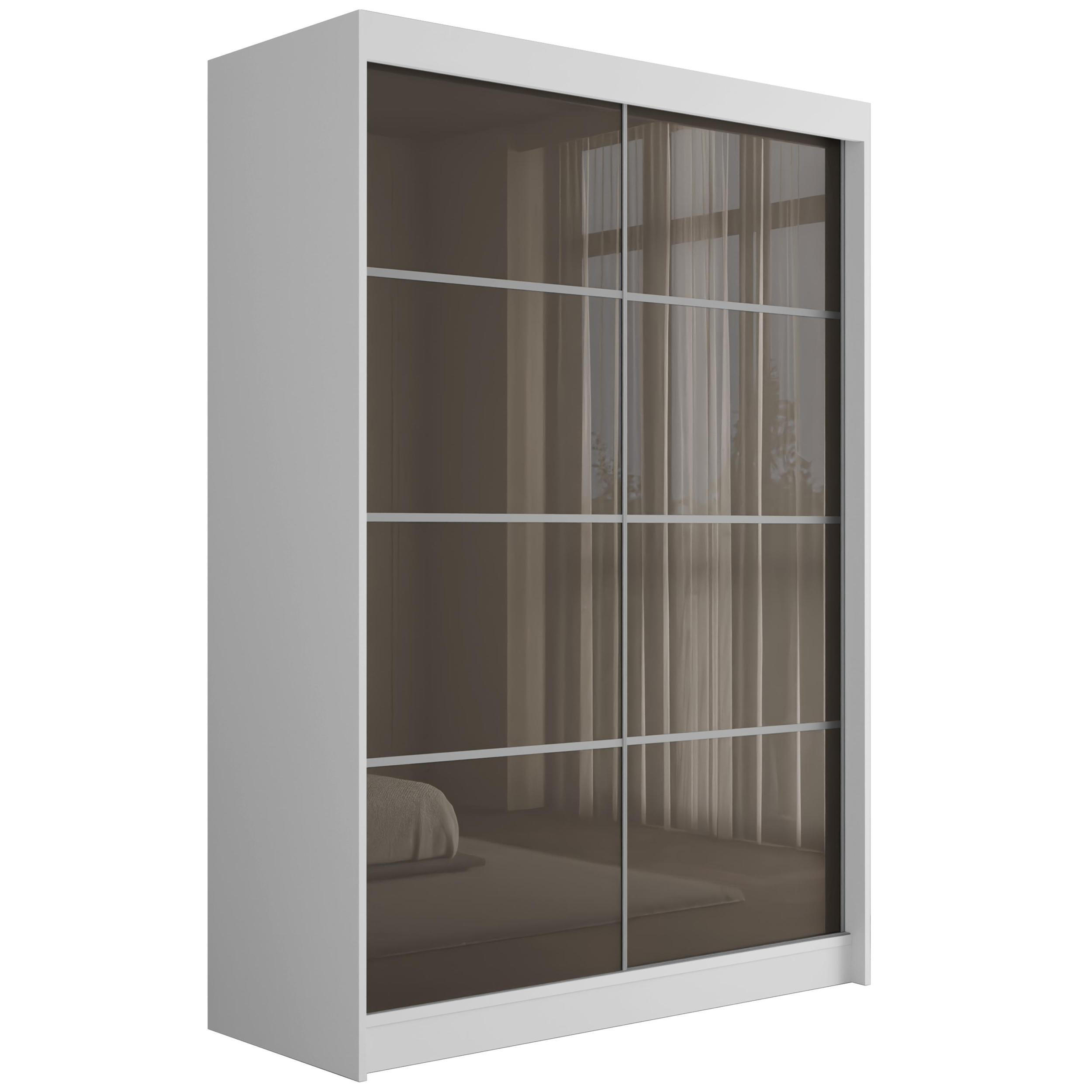 KLEIDERSCHRANK PEKA III - 120 cm - Weiß|Grau - Weiß/Grau, Holzwerkstoff (120/215/61cm) - ALTDECOR