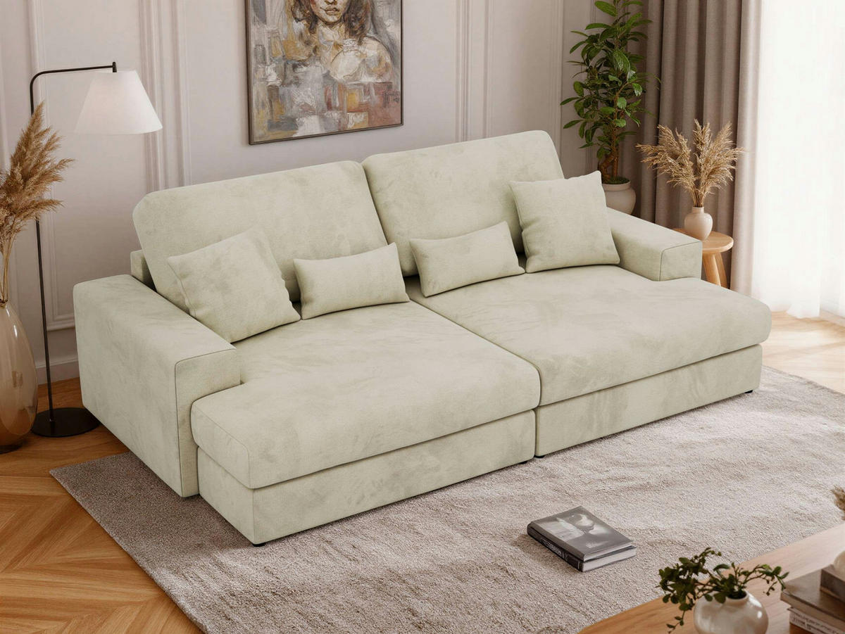ŠTVORMIESTOVÁ POHOVKA ANERO - Béžová Samet - čierna/béžová, textil/plast (292/107/163cm) - MKS
