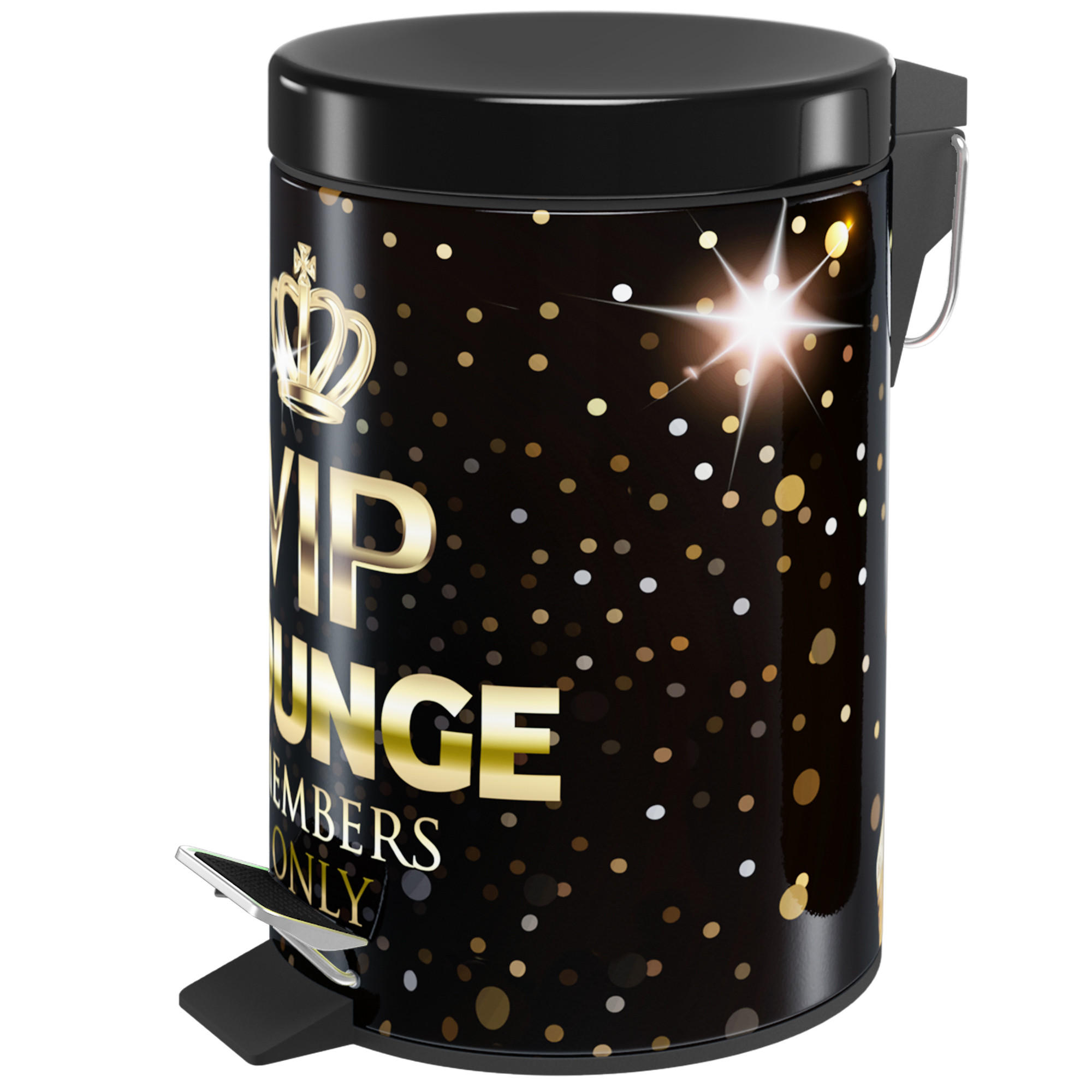 KOSMETIKEIMER VIP Lounge - Goldfarben/Schwarz, Kunststoff/Metall (17/25/25cm) - Sanilo