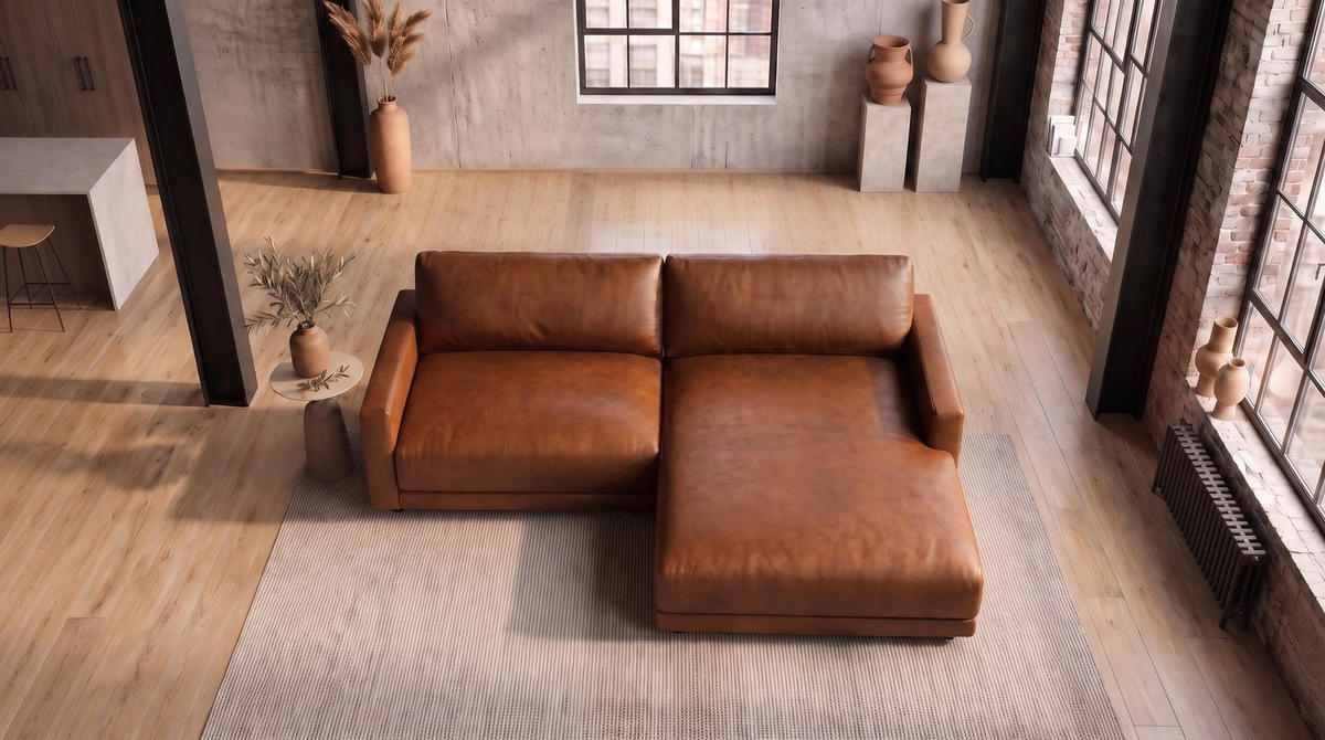 ECKSOFA MARLIN Braun Lederfaserstoff - Dunkelbraun/Schwarz, Leder/Kunststoff (168/262cm) - KAWOLA
