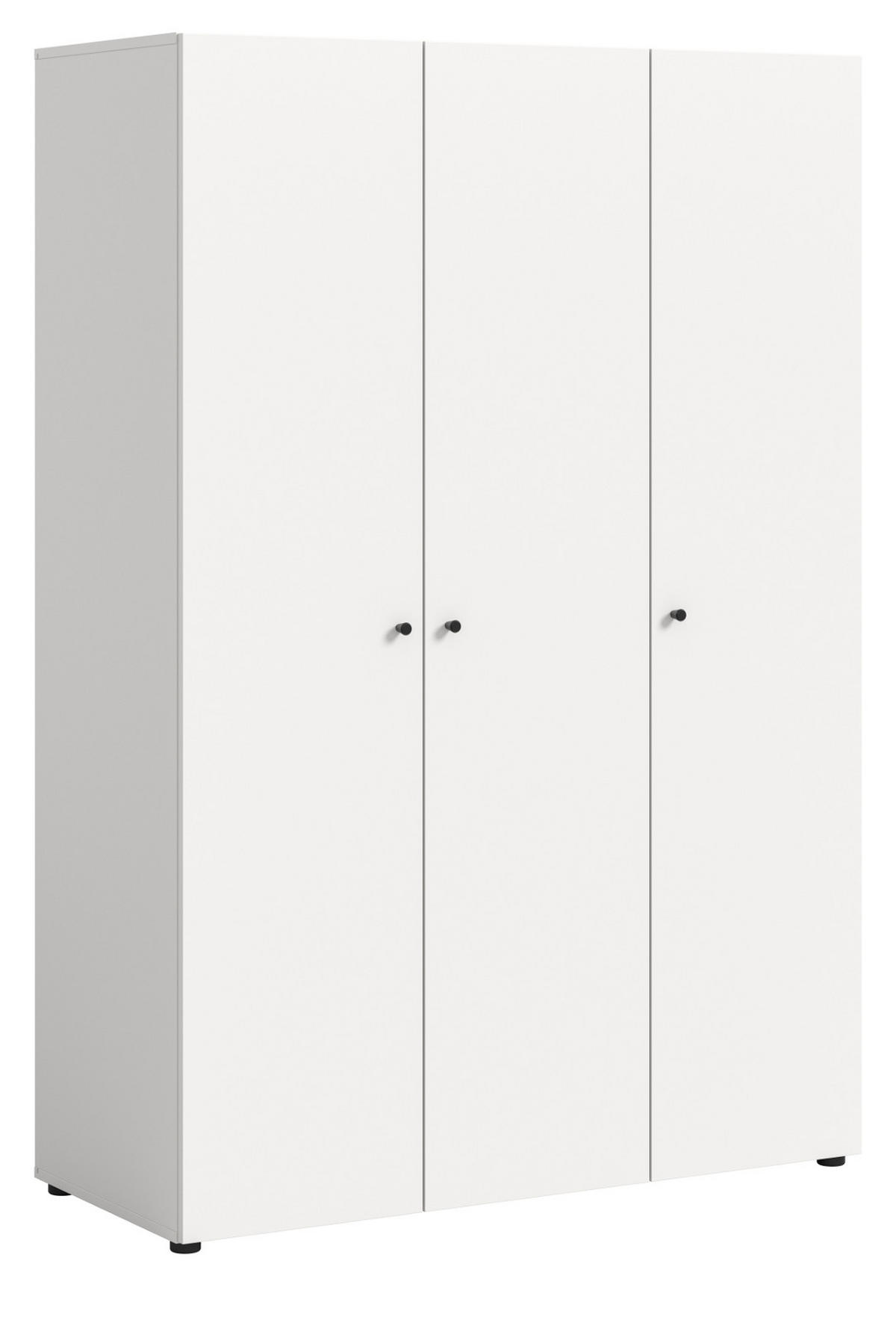 KLEIDERSCHRANK weiß 3-türig 120 cm, Drehtürenschrank mit zusätzlichen Einlegeböden - Schwarz/Weiß, Holzwerkstoff/Kunststoff (120/176/51cm) - Inn.Furn