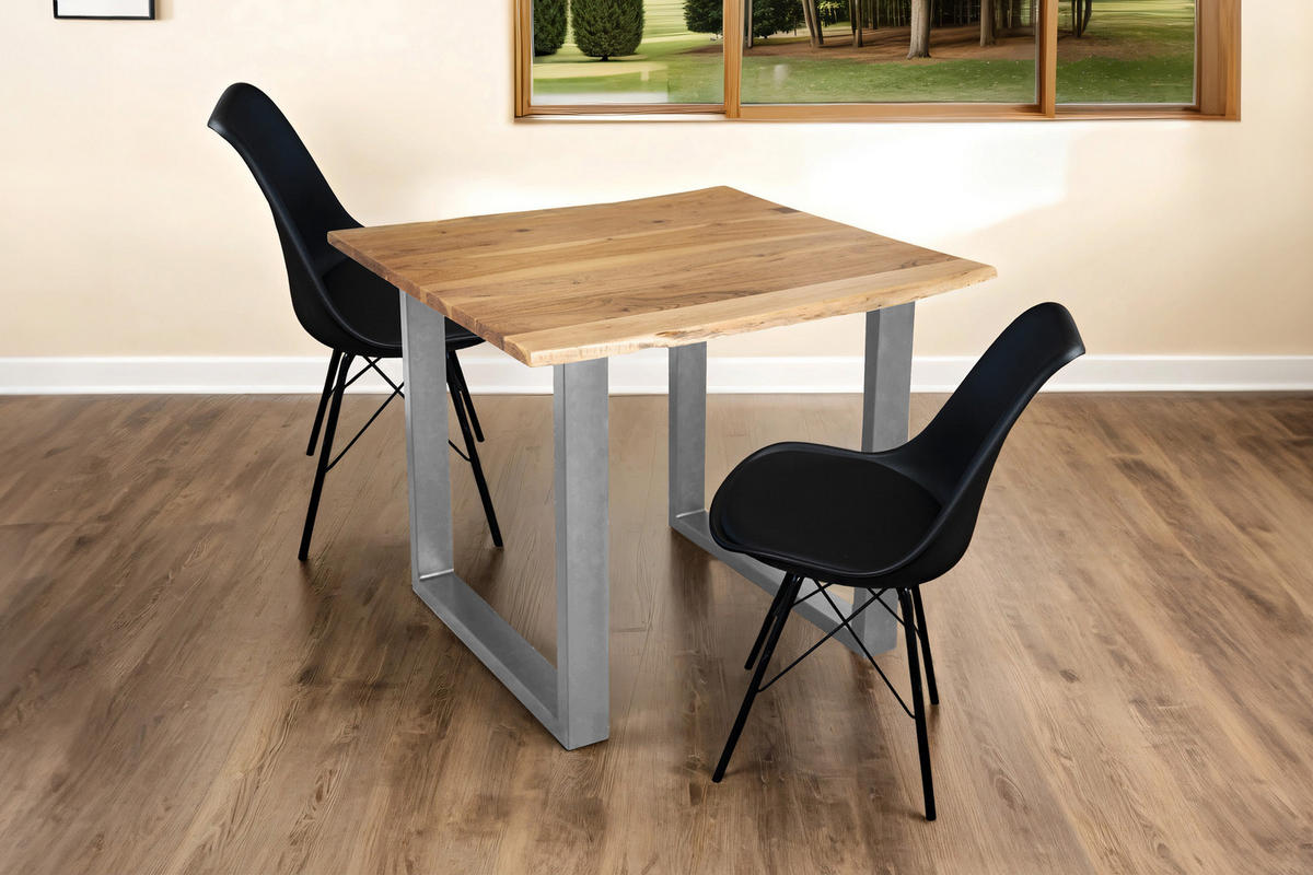 ESSTISCH MORITZ - Beige/Silberfarben, Holz/Metall (90/90/77cm) - SAM