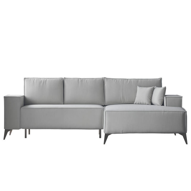 ECKSOFA OTIS Rechts, mit Schlaffunktion und Bettkasten, Grau - Grau, Textil/Metall (294/185cm) - Idohome