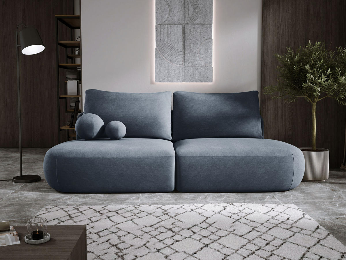 SCHLAFSOFA Moderne BABU mit Schlaffunktion – 3-Sitzer Sofa mit Bettkasten, DL-Automat, 2 Rückenkissen, 2 Zierkissen, 240x90x90 cm, Dunkelgrau - Dunkelgrau, Holz/Textil (240/90/90cm) - DomoHome