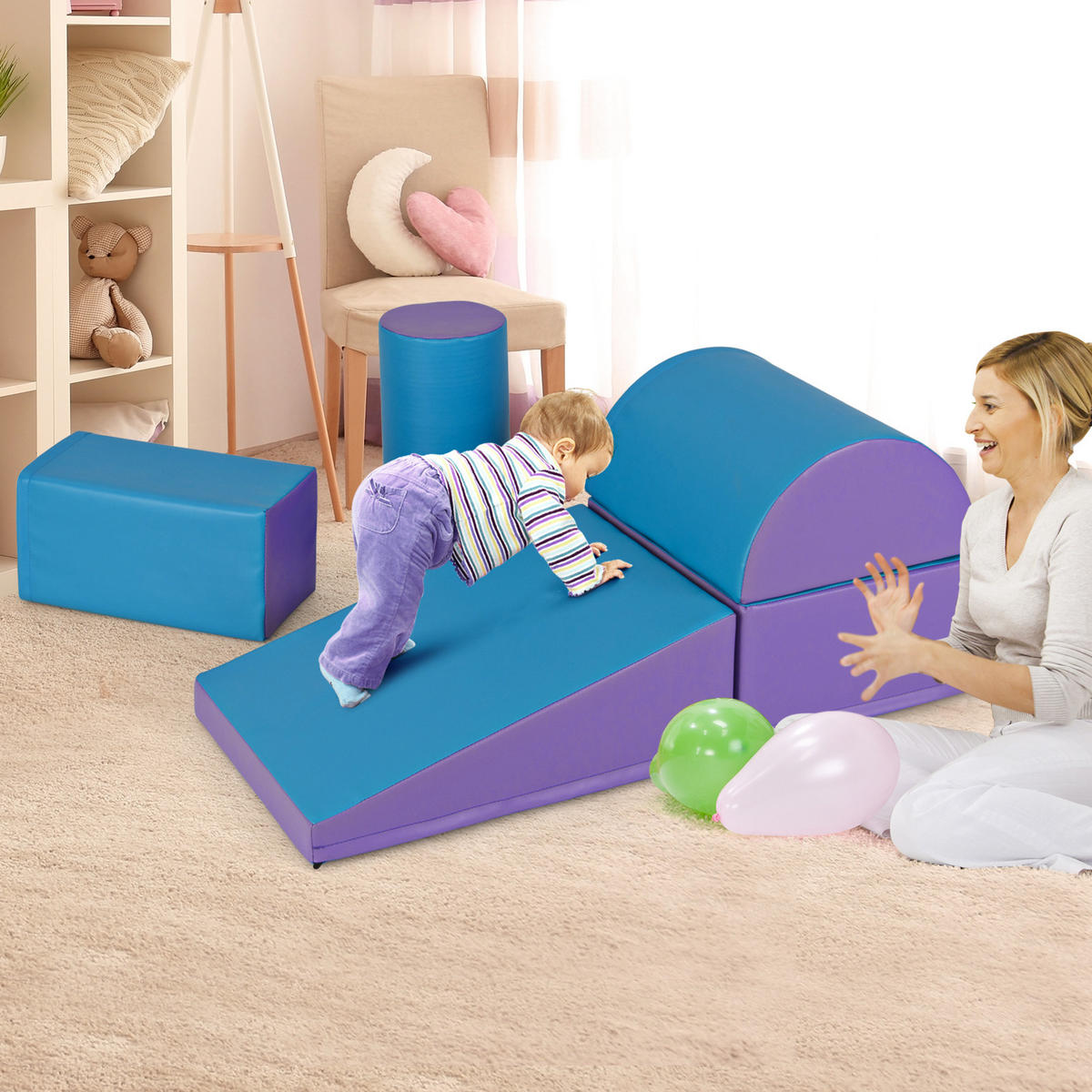 SCHAUMSTOFFBLOCK Lila (5-teilig) - Lila, Kunststoff (40/20/40cm) - COSTWAY