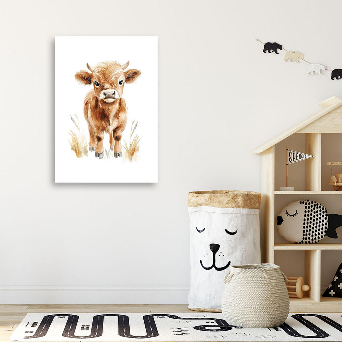 LEINWANDBILD Wandbild modern Kuh Tiere 40x60cm - Multicolor, Textil (40/60cm) - Feeby