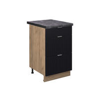 KÜCHENUNTERSCHRANK Fame-Line, Schwarz gestreift, 50 cm, AP Anthrazit - Eiche Wotan/Schwarz, Holzwerkstoff (50/82/60cm) - Vicco