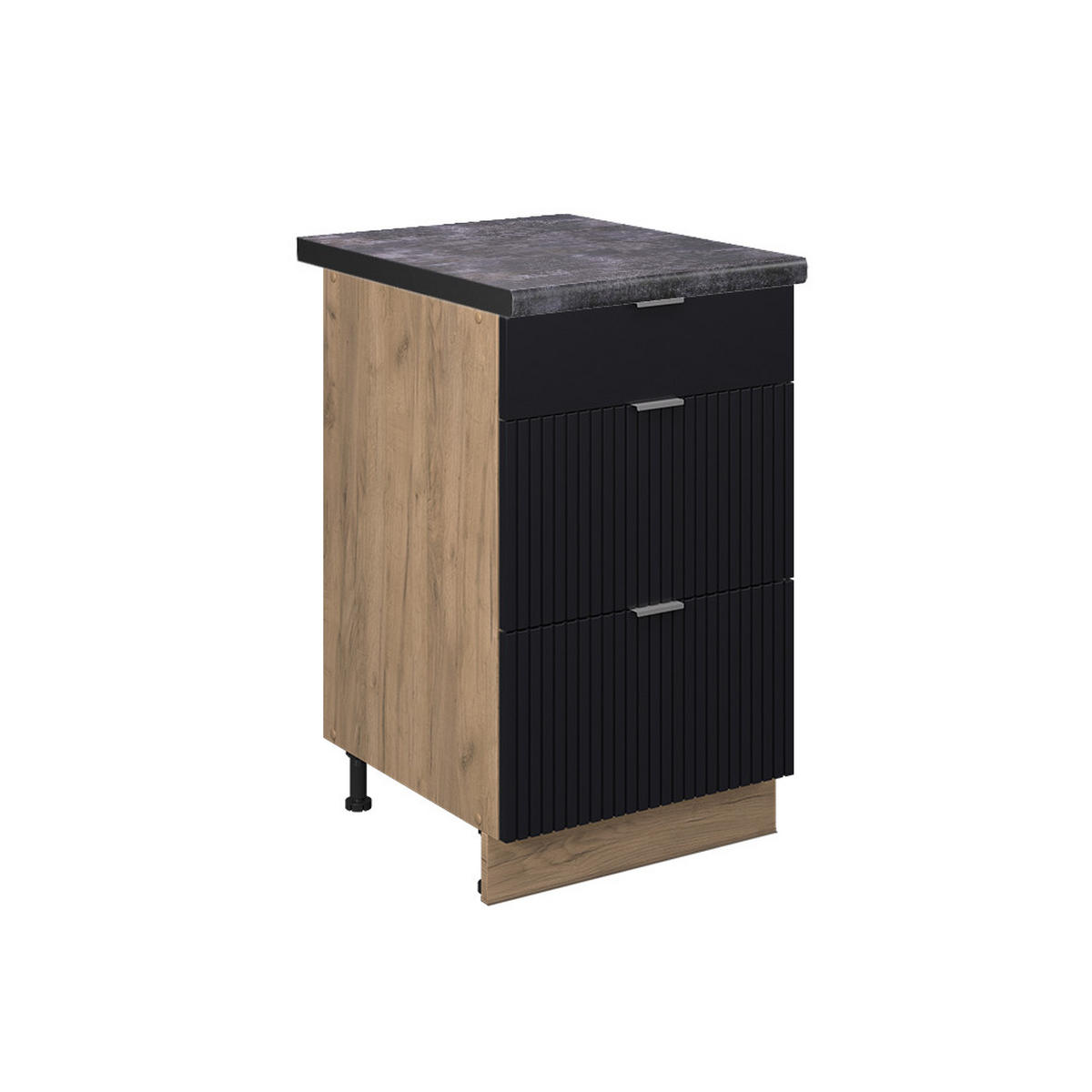 KÜCHENUNTERSCHRANK Fame-Line, Schwarz gestreift, 50 cm, AP Anthrazit - Eiche Wotan/Schwarz, Holzwerkstoff (50/82/60cm) - Vicco