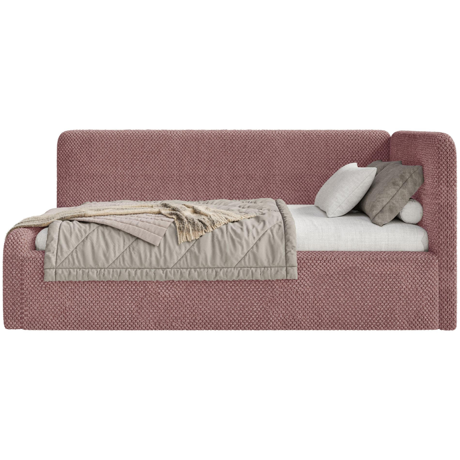 KINDERBETT Fanko Samt Rosa 90x200 cm - Pink/Schwarz, Kunststoff/Textil (90/200cm) - Selsey