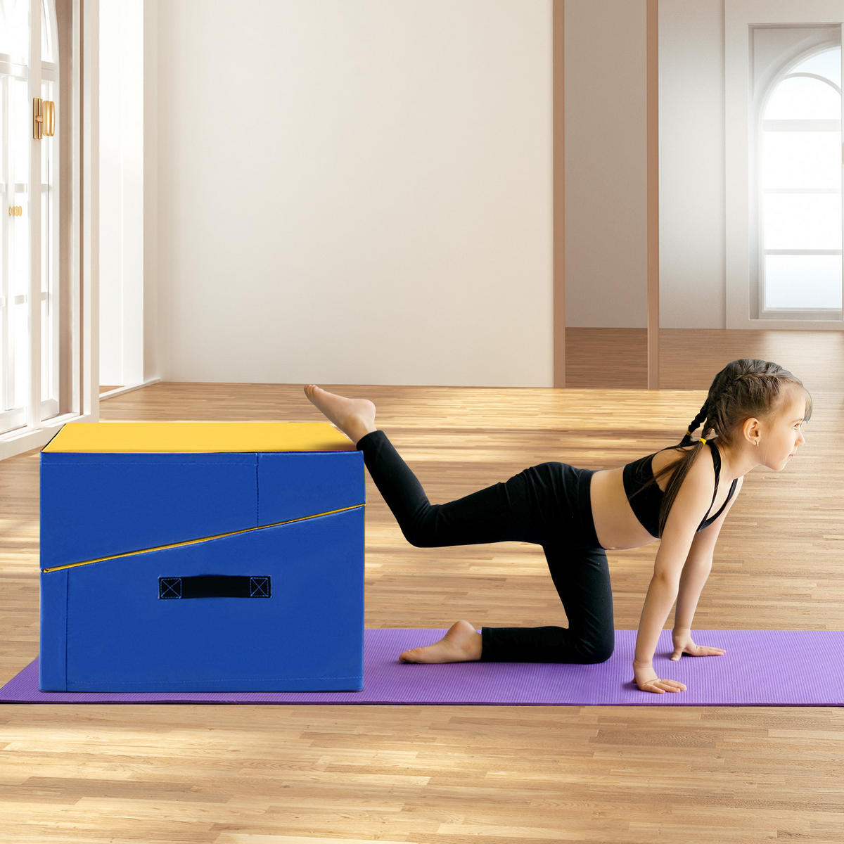 GYMNASTIKMATTE Gelb - Gelb, Leder (120/60cm) - COSTWAY