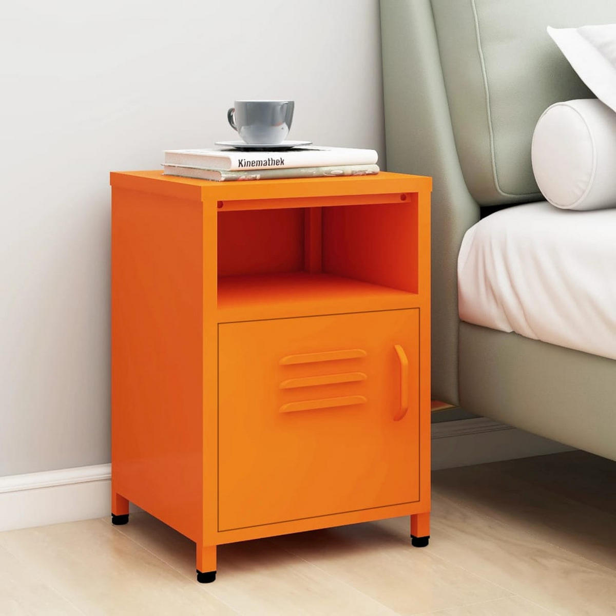 NACHTTISCH ORANGE 35X35X51 CM STAHL - Orange, Metall (35/51/35cm) - vidaXL