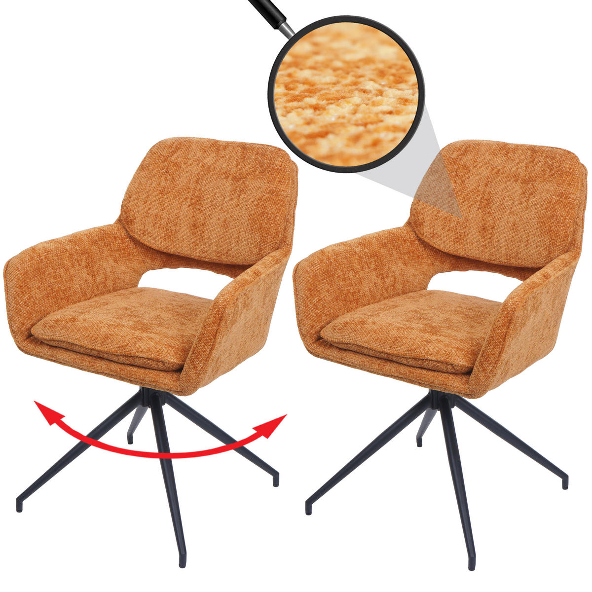 ESSZIMMERSTUHL Orange 2er-Set - Orange, Textil (57/86/61cm) - Jamb