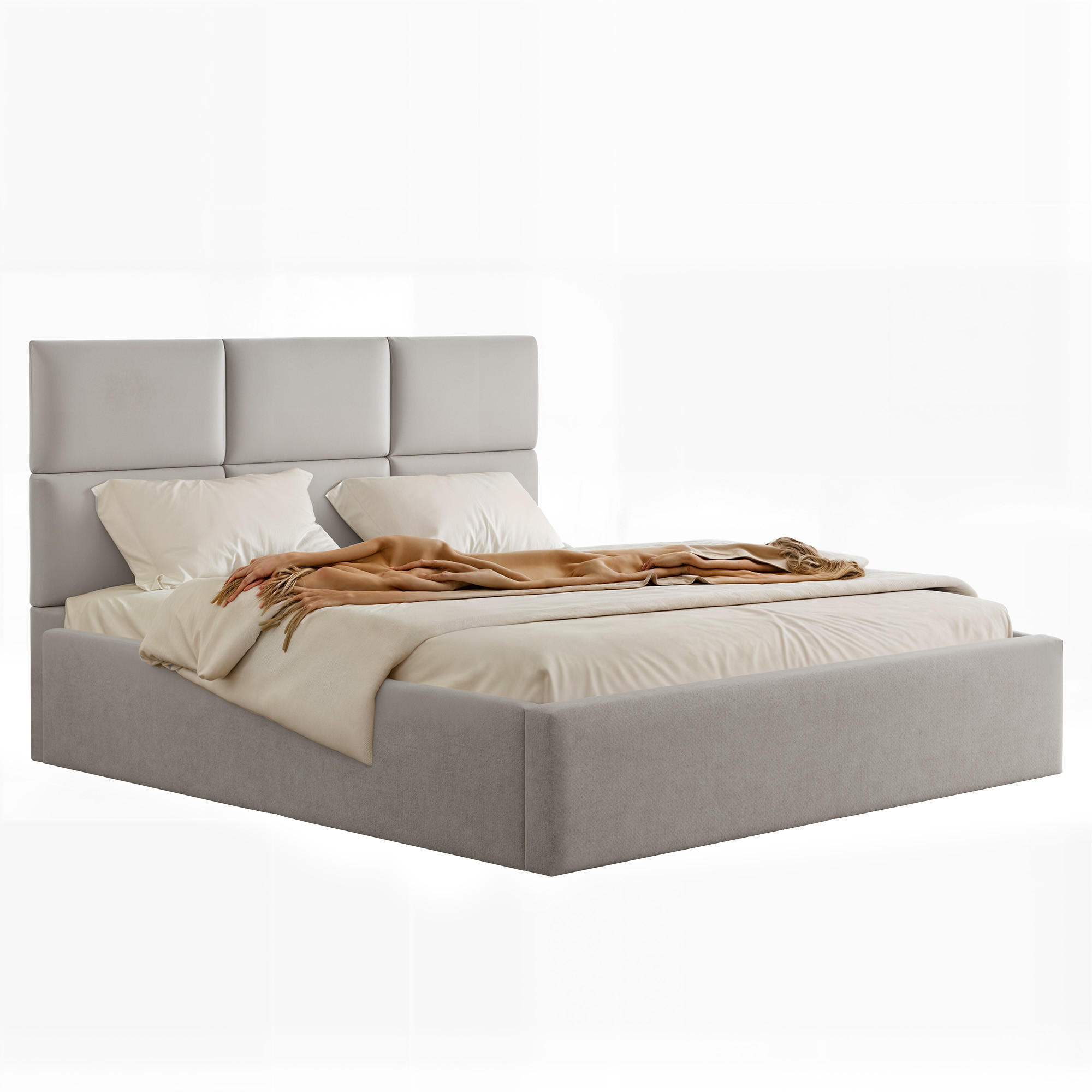 POLSTERBETT FORS 160/200 cm Bettkasten, Grau - Grau, Holzwerkstoff/Textil (160/200cm) - Idohome