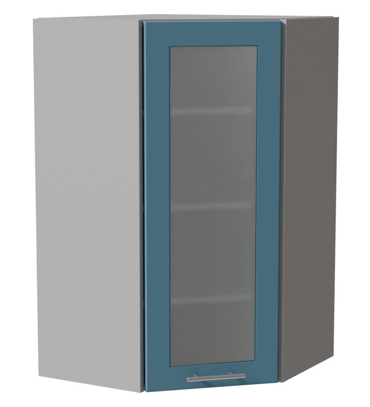 ECKHÄNGESCHRANK Bari W4S/10/60 RAL 5024 pastellblau (K5) / Grau 60 / 60 / 96cm - Blau/Grau, Holz/Holzwerkstoff (60/96/60cm) - Feldmann-Wohnen