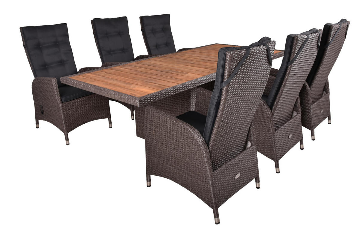 GARTEN-SITZGRUPPE Hamm 7-teilig Gartenmöbel-Set - Braun, Holz - DELUKE