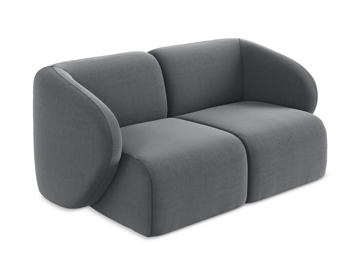 2-SITZER-SOFA Samt Stoff Grau - Edelstahlfarben/Schwarz, Holzwerkstoff/Kunststoff (174/75/94cm) - Makamii