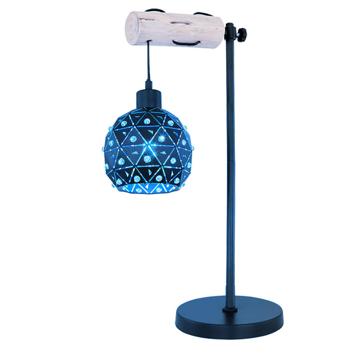 LED TISCHLEUCHTE Metall Schwarz Gold - Schwarz, Holz (34/18/55cm) - Globo Lighting