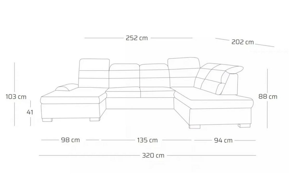 ECKSOFA U-Form CLOUD U Rechts mit Schlaffunktion 120x252 Velours Dunkelgrau - Dunkelgrau/Silberfarben, Holz/Kunststoff (202/103/320cm) - Muffo