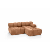 ECKSOFA L-Form Mini II Modular, Veloursstoff Salvador, Dunkelbeige, Rechts, Selia - Beige, Holz (190/160cm) - Kaiser Möbel