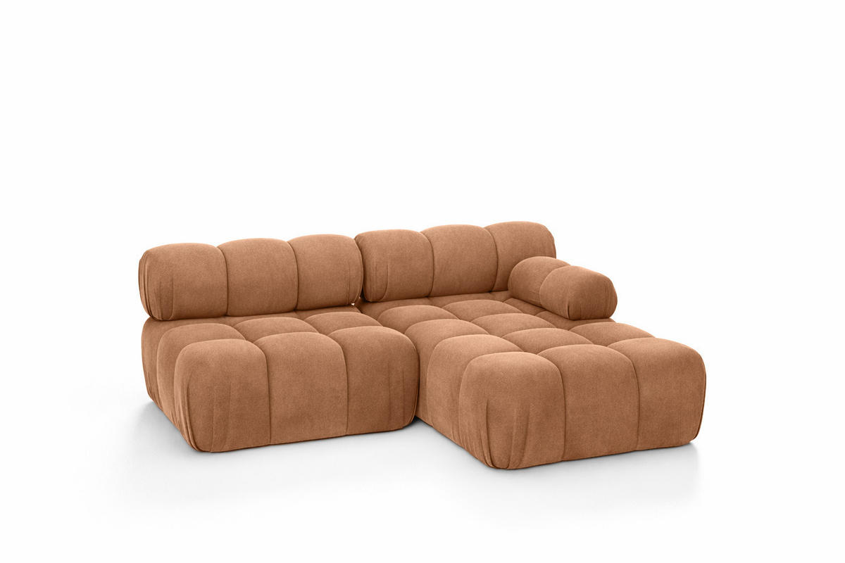 ECKSOFA L-Form Mini II Modular, Veloursstoff Salvador, Dunkelbeige, Rechts, Selia - Beige, Holz (190/160cm) - Kaiser Möbel