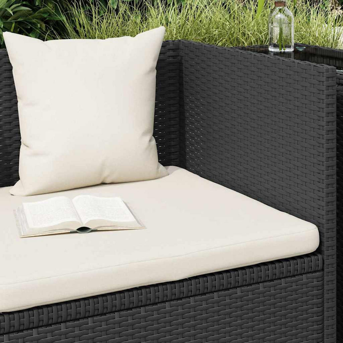 SONNENLIEGE mit Kissen, verstellbar, 200/60/58 cm, aus Poly Rattan, Schwarz - Schwarz, Kunststoff (60/58/200cm) - vidaXL