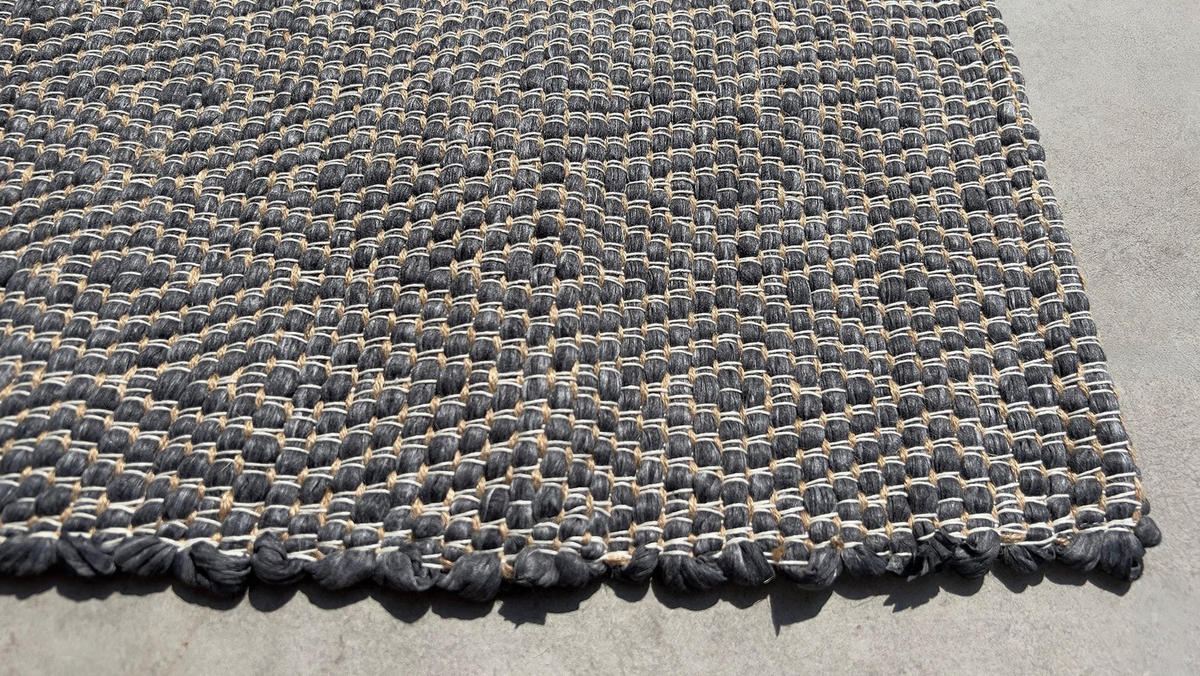 TEPPICH aus recycelten Fasern handgewebt grau - Grau, Naturmaterialien (140/200cm) - AFK Living