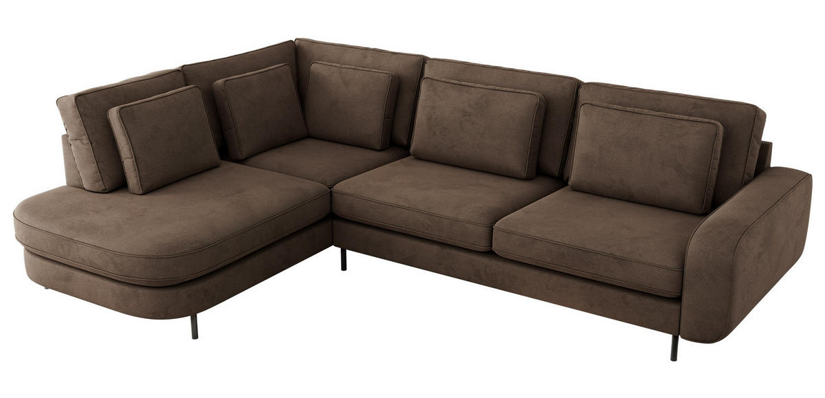 ROHOVÁ SEDAČKA CALENO L - Hnědá Samet - Pravá Strana - černá/hnědá, kov/textil (317/225cm) - MKS
