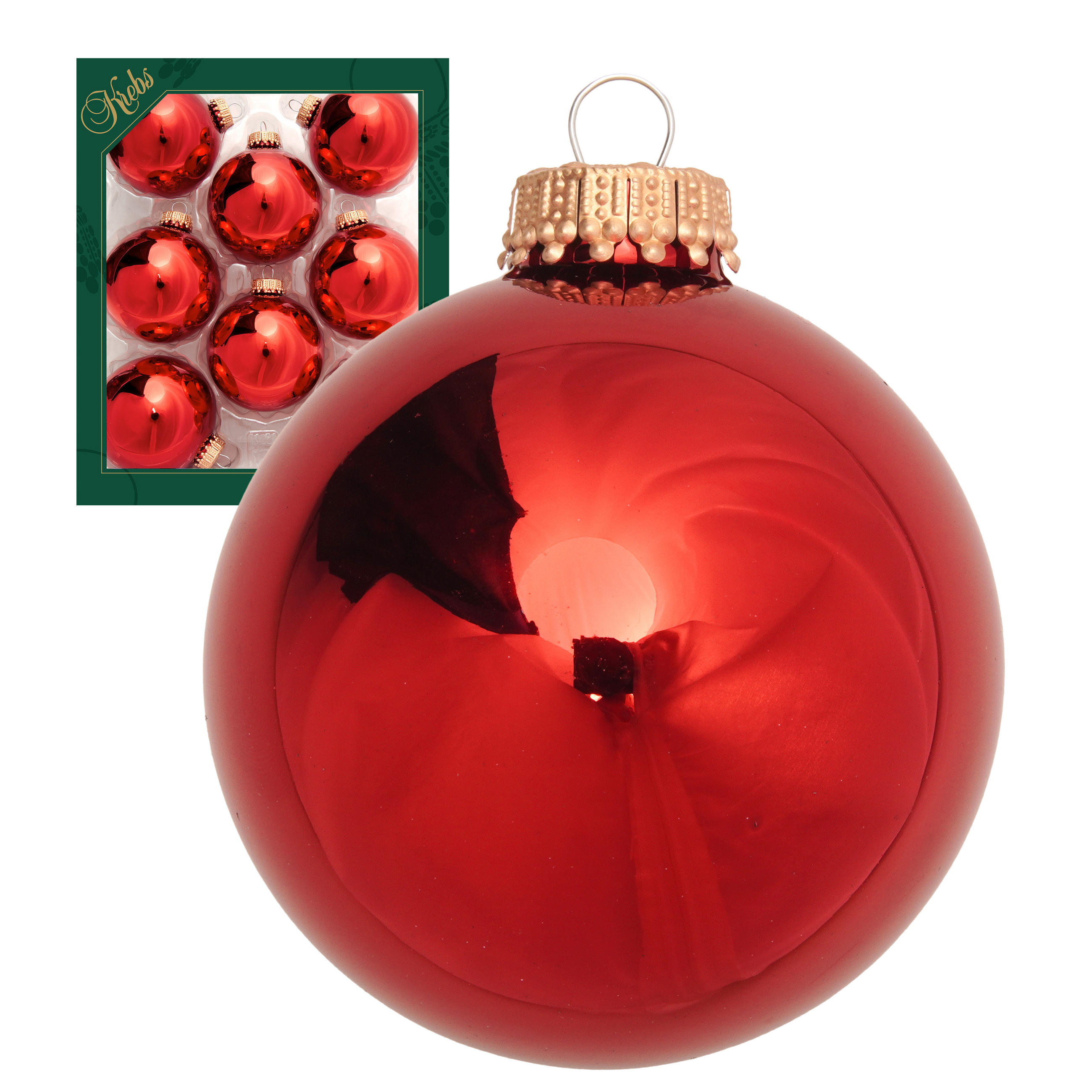 Krebs Glas Lauscha Christbaumkugeln Rot 7x7x7 cm