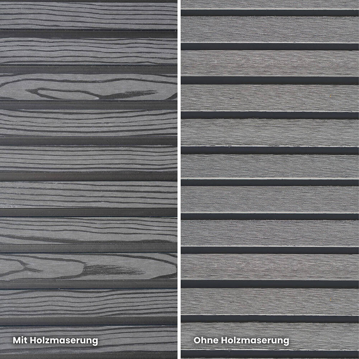 WPC Sichtschutzzaun Schrägelement CALLADO PREMIUM Horizontale Paneele - Höhe: 185 cm - Anthrazit, Kunststoff (95/185cm) - Home Deluxe
