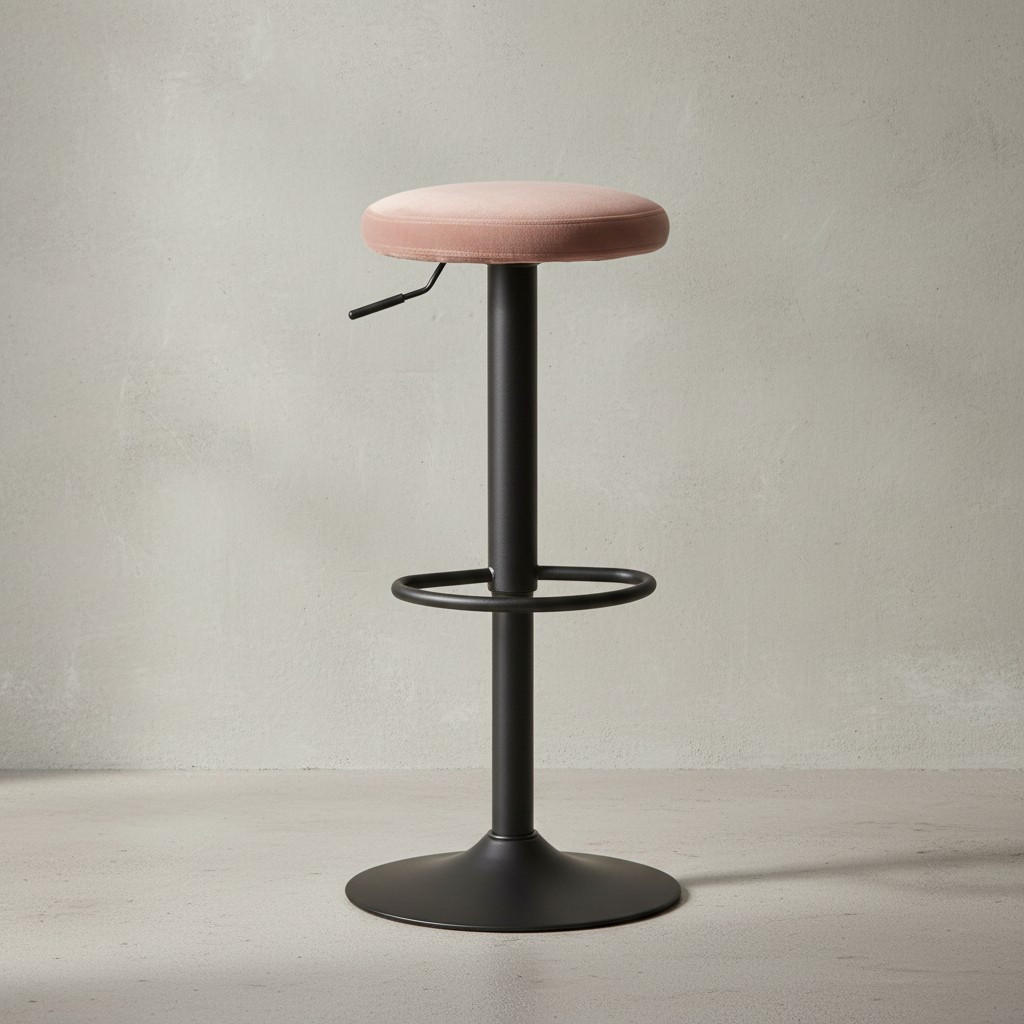 BARHOCKER Höhenverstellbar Eisen Samt Drehbar CAMPANIA, Rosa 40x40x79 cm - Pink/Schwarz, Textil/Metall (40/79/40cm) - KADIMA DESIGN