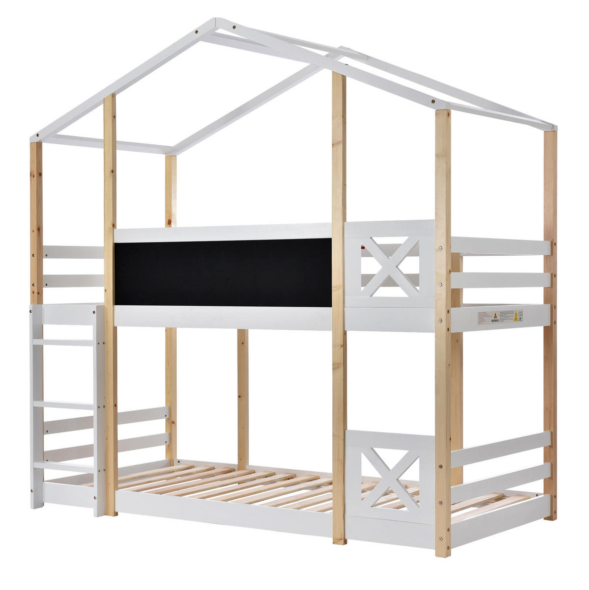 HOCHBETT 90/200 cm in Weiß aus Massivholz mit Tafel und Leiter - Weiß, Holz (90/200cm) - BEAOK