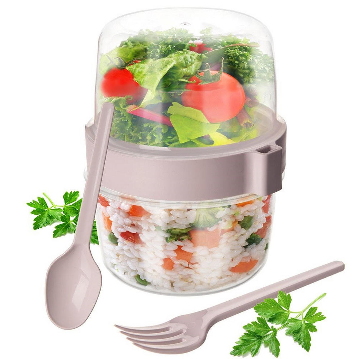 JOGHURTBECHER mit Löffel für die Lunchbox 370 ml - Creme, Kunststoff (10.5/13.5/12.5cm) - Orion 