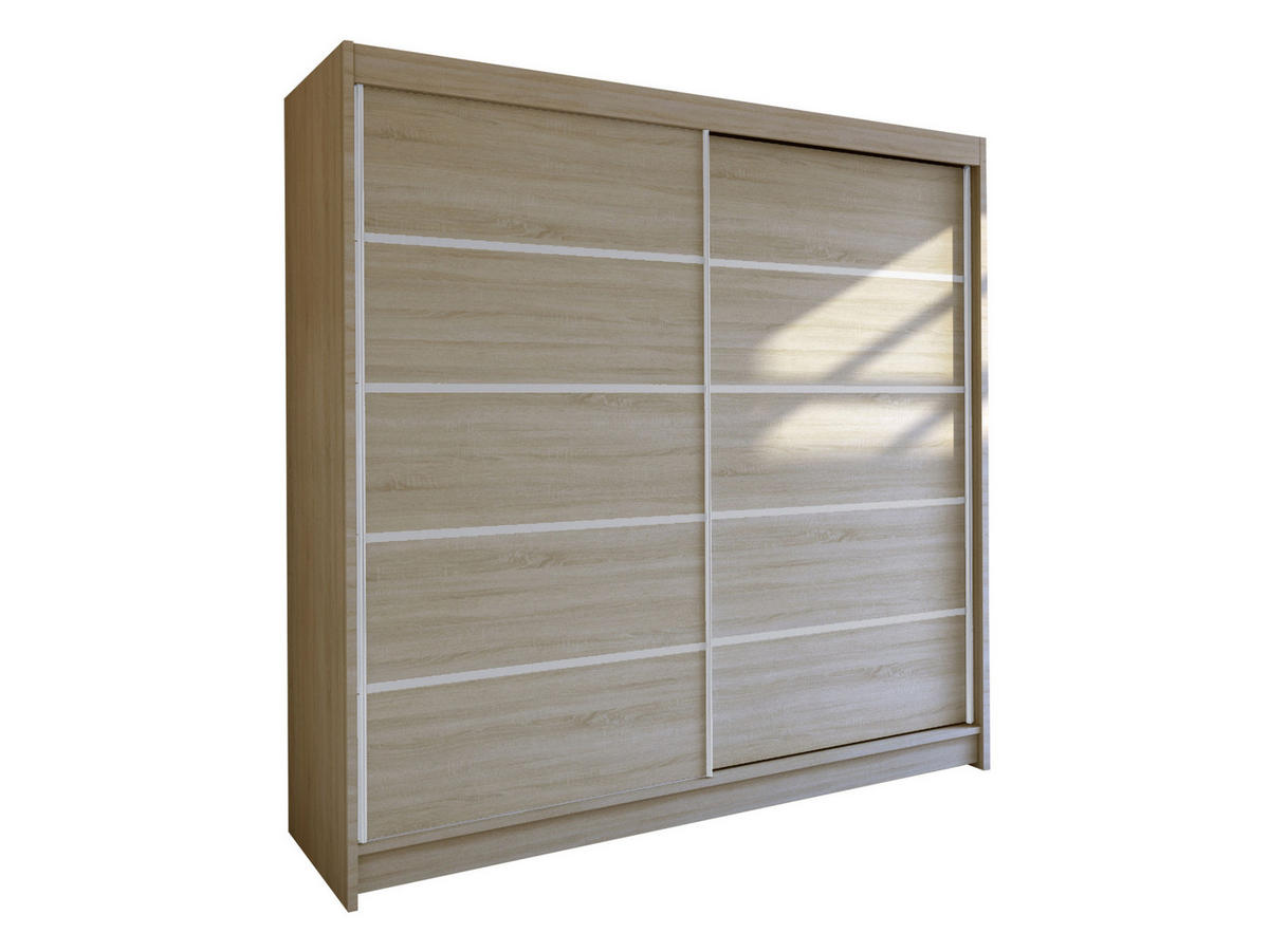 SCHWEBETÜRENSCHRANK Talin IV - Silberfarben/Sonoma Eiche, Holzwerkstoff/Metall (180/215/58cm) - MIRJAN24