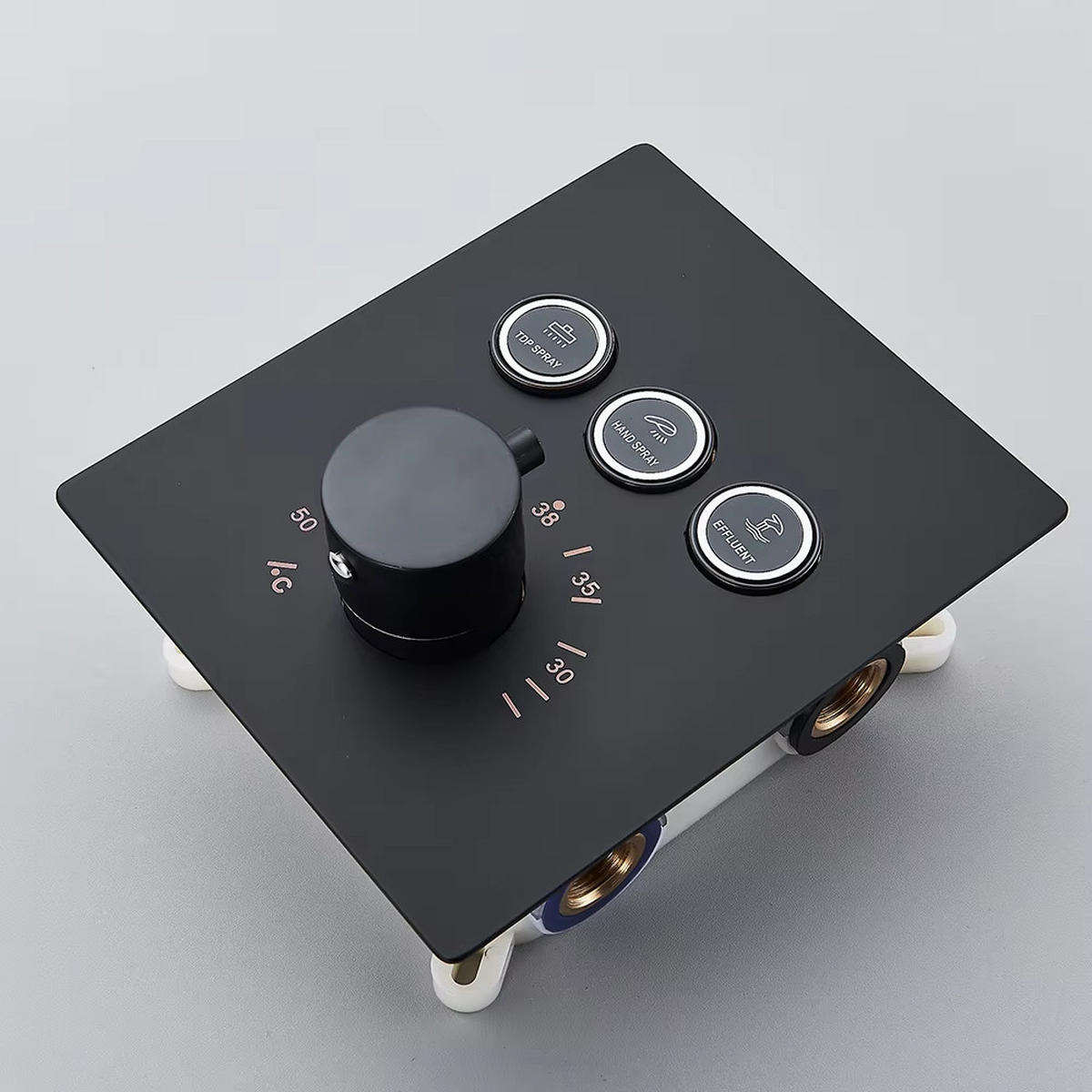 ÜBERKOPFBRAUSESET Thermostat, Schwarz, LED Regenkopf - Schwarz, Metall (49/20/35cm) - Kaket