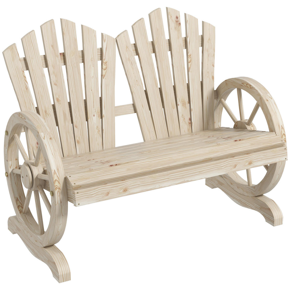 GARTENBANK DE-08279 Wagenrad-Design für 2 Personen Naturholz - Naturfarben, Holz (108/95/66cm) - ComfortXL