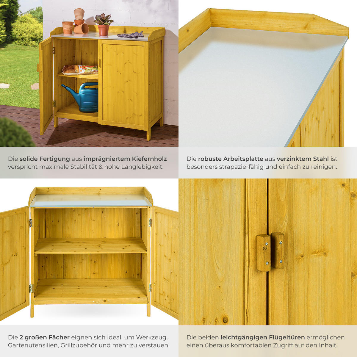 PFLANZTISCH Vita,98 x 48 x 95 cm,braun - Braun, Holz (98/48/95cm) - tectake