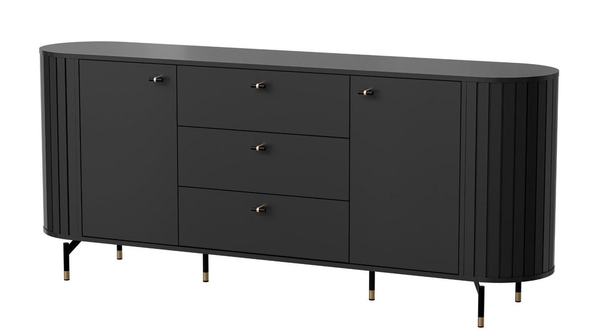SIDEBOARD Zama schwarz 190 / 40 / 81 cm - Schwarz, Holz/Holzwerkstoff (190/81/40cm) - Feldmann-Wohnen