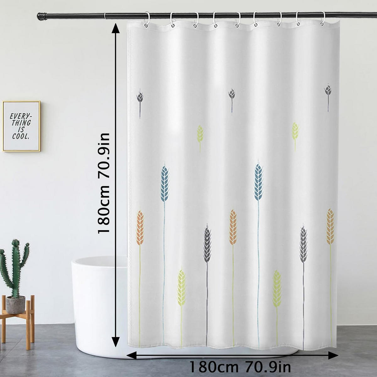 DUSCHVORHANG Weiß Polyester wasserdicht maschinenwaschbar mit Haken - Weiß, Kunststoff (180/180cm) - MCBOSON