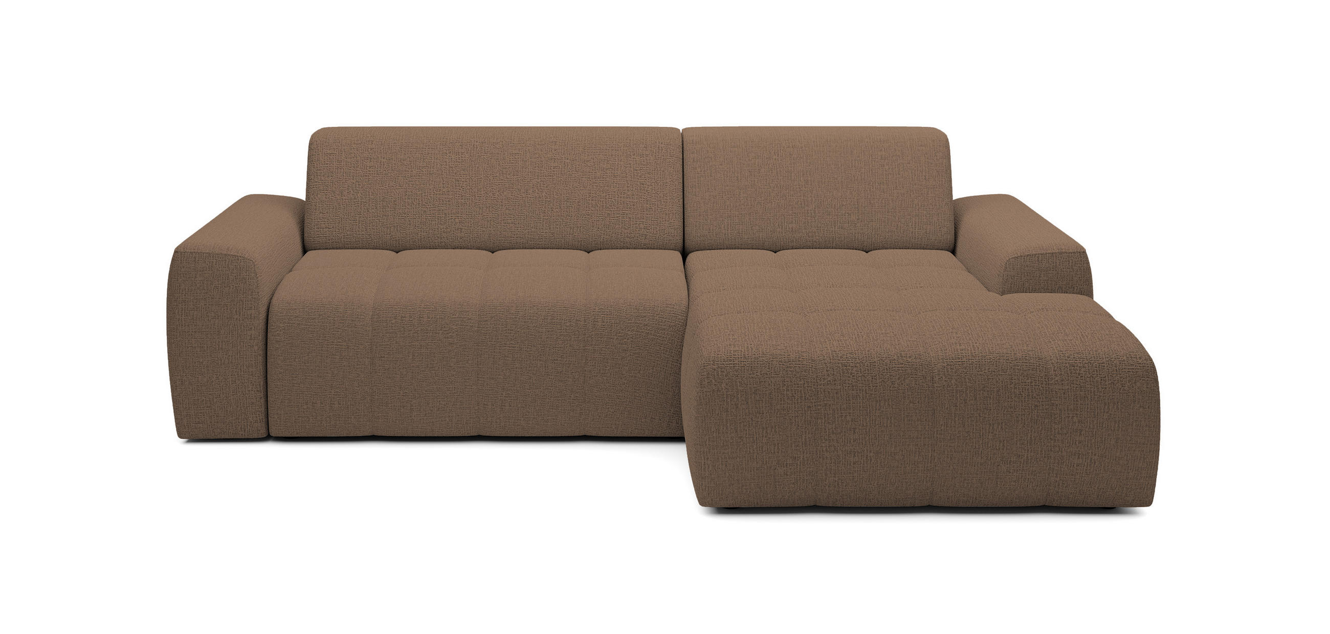 ECKSOFA Savio Freistehend, mit Abriebfestem Kansas-Stoff, Maße 265x172x81 cm, Ausziehbare Sitzfläche 206x92 cm, Rechte, – Cappuccino - Cappuccino, Holz/Textil (265/172cm) - DomoHome