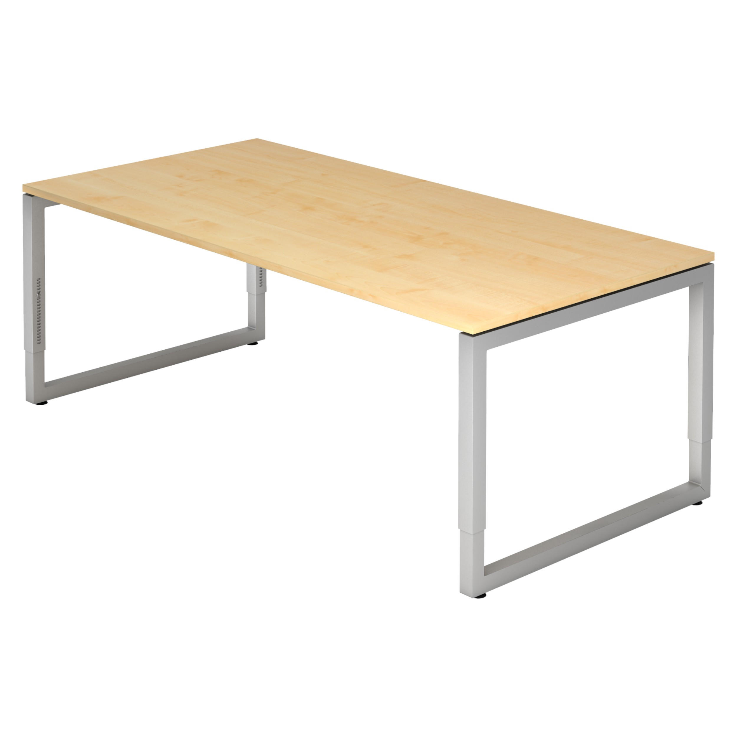 SCHREIBTISCH Serie-R 100/200/74 cm in Ahornfarben/Silberfarben - Silberfarben/Ahornfarben, Holzwerkstoff (100/200/74cm) - bümö