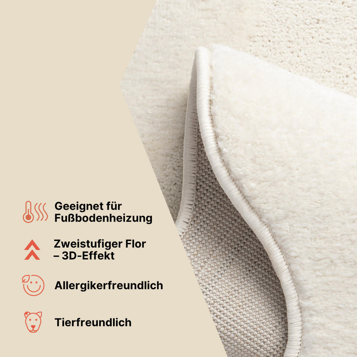 TEPPICH TERRA Creme 160/220 cm - Creme, Textil (160/220cm) - Tapiso