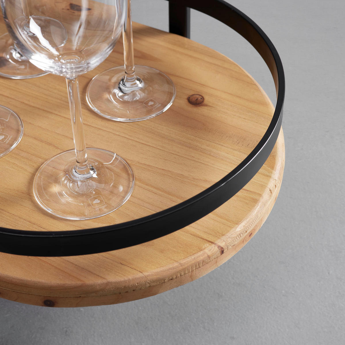 ROLLWAGEN Jolanda Natur/ Schwarz Echtholz/Metall - Naturfarben, Holz (70/86/35cm) - Bessagi Home
