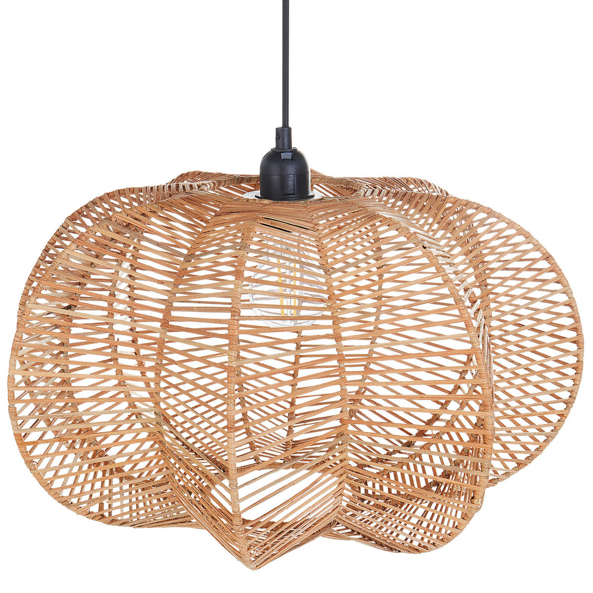 HÄNGELEUCHTE Naturfarben Kibi - Schwarz/Naturfarben, Kunststoff (44/44/131cm) - Beliani