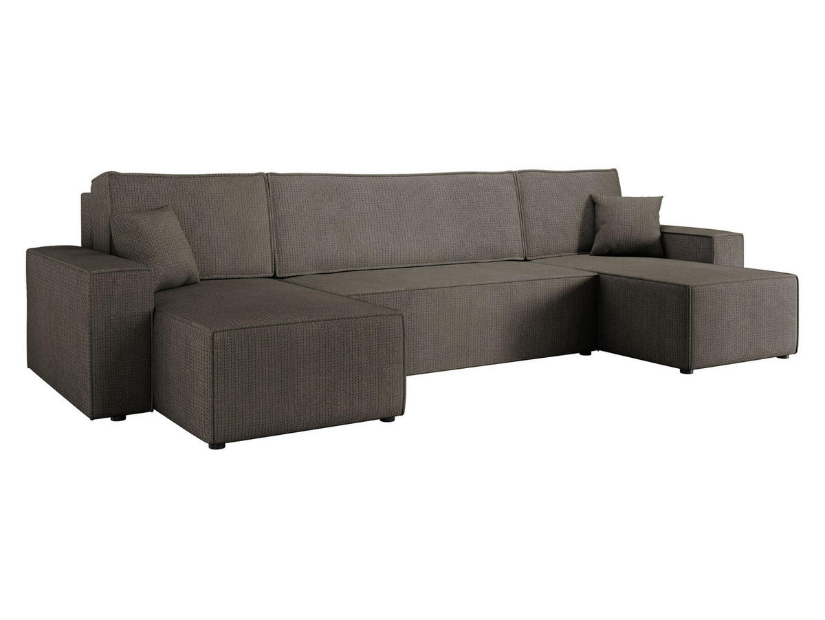 WOHNLANDSCHAFT Karl U - Schwarz/Braun, Holz/Kunststoff (312/82/145cm) - MIRJAN24